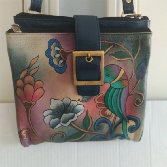 Anuschka Hand Painted Songbird Leather Crossbody Bag - Picture 3 of 14